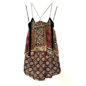 Free People mixed floral print strap slip dress